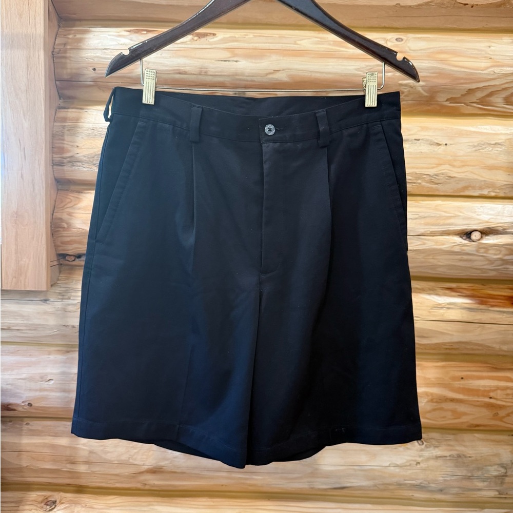Vintage - 1990s - Nike Golf - Black Flat Front Tailored Shorts